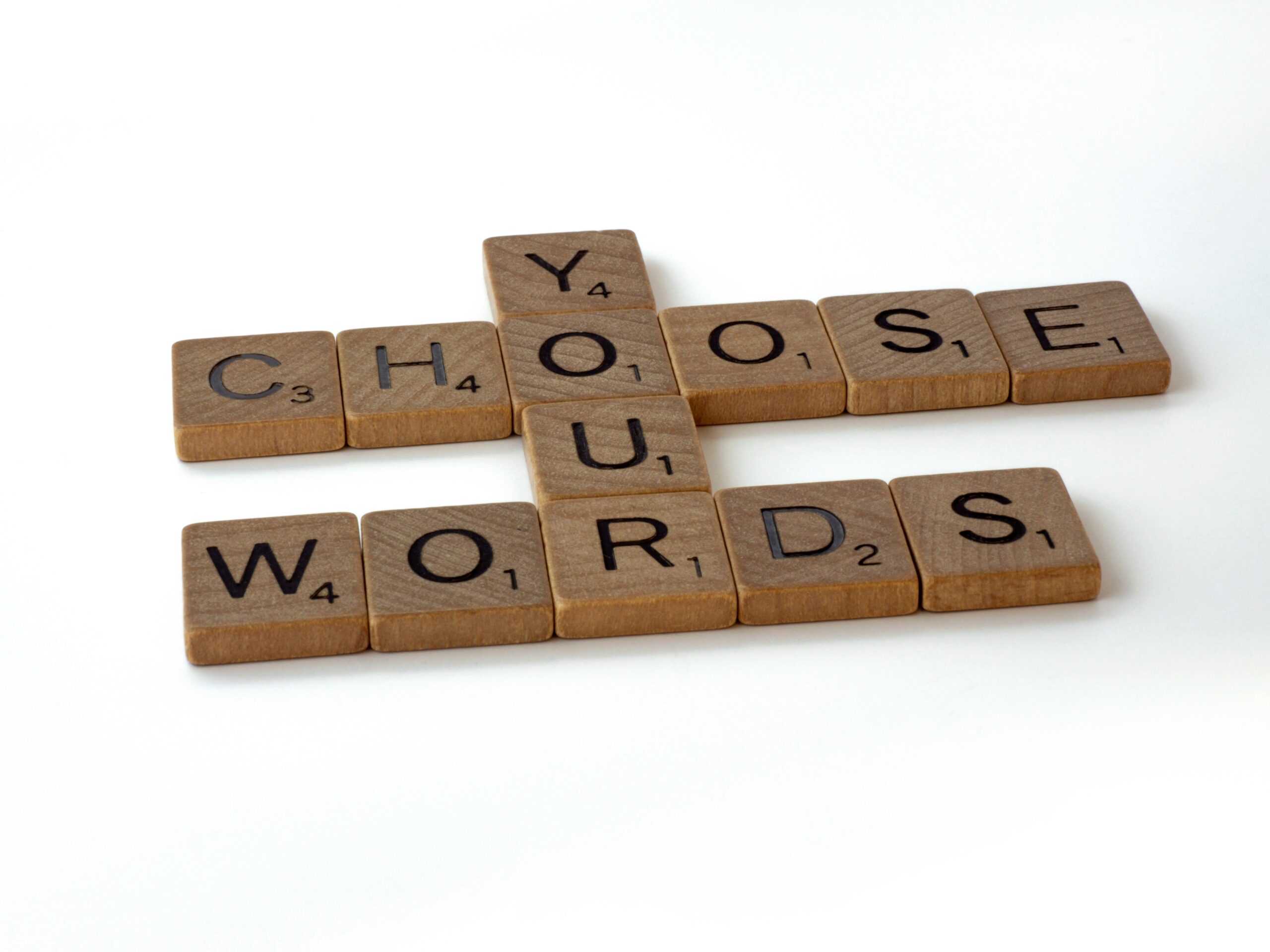 Scrabble tiles saying choose your words