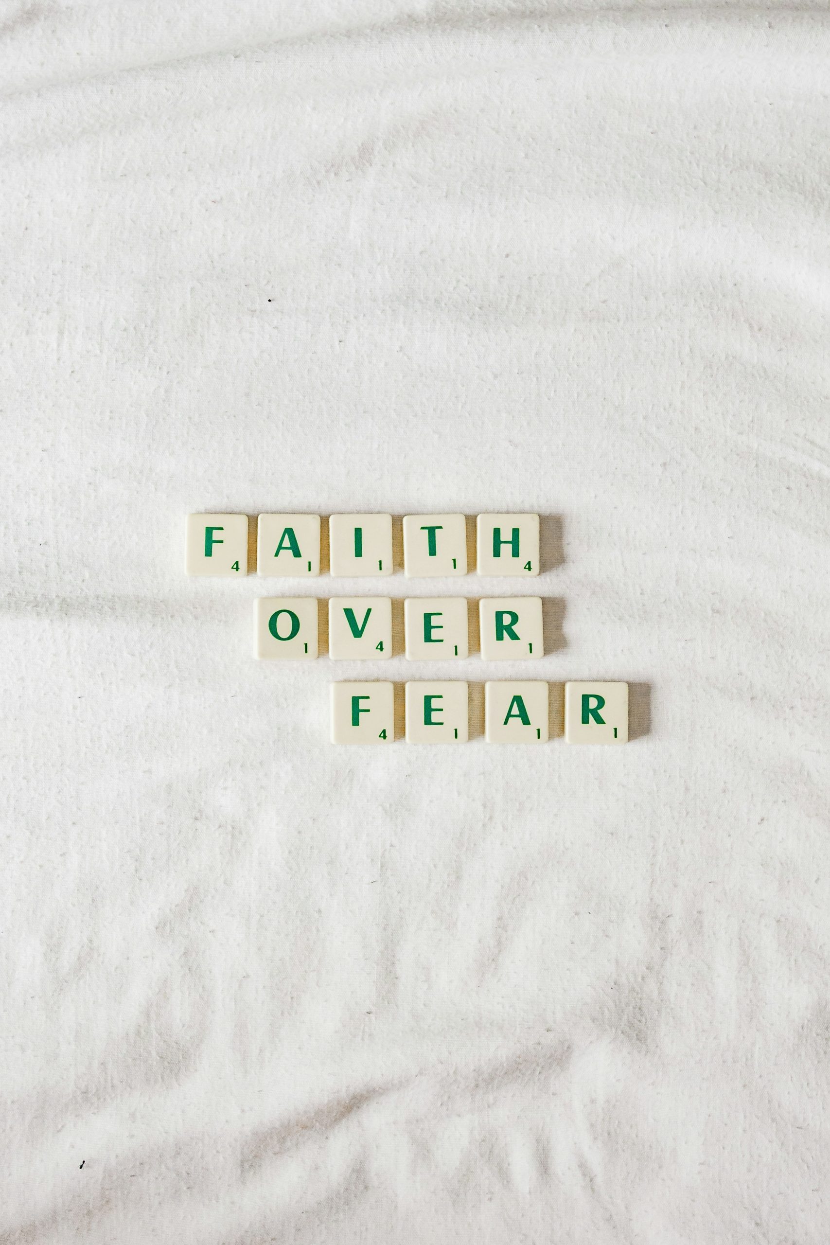 Tiles spelling FAITH OVER FEAR