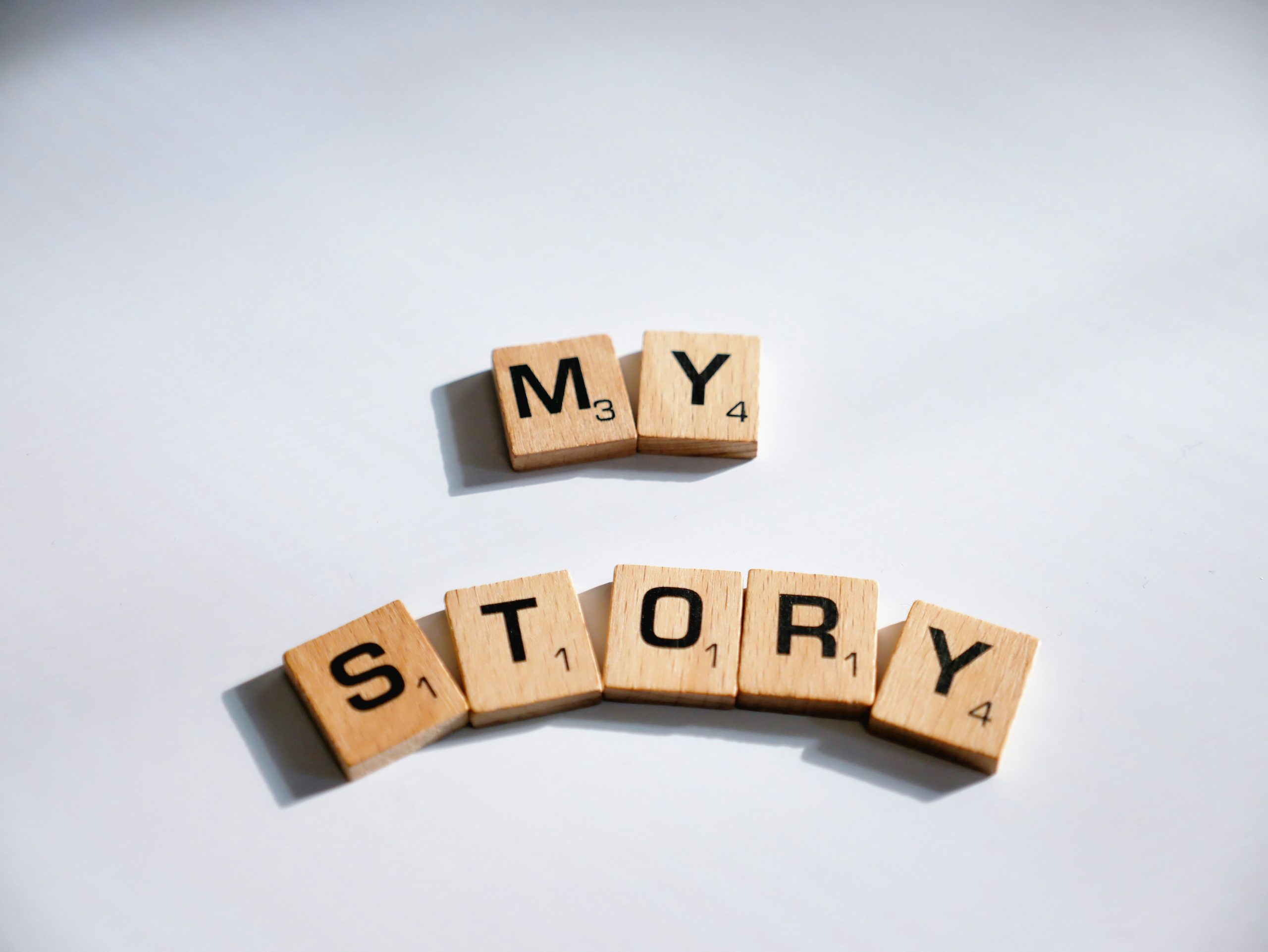 scrabble letters spelling my story